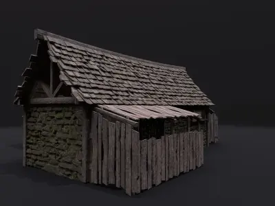 Realistic Medieval Forge Low-poly 3D model