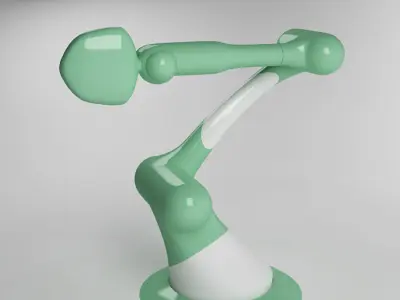 Industrial Robot arm joint green and white 3D model