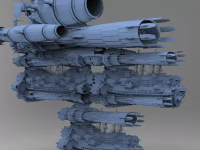 Sci fi Airship Space design City 4 designs 3D model