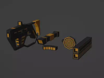 Si-Fi weapon with upgrades Free low-poly 3D model