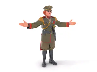 Soviet Military Officer Rigged and Animated for D Games and C... Low-poly 3D model
