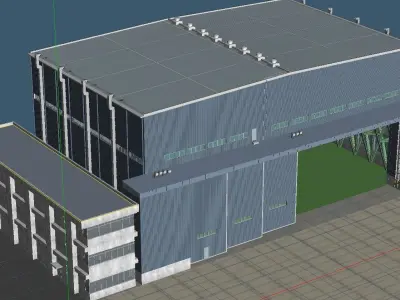JASDF Large Aircraft Hanger and Control tower Low-poly 3D model