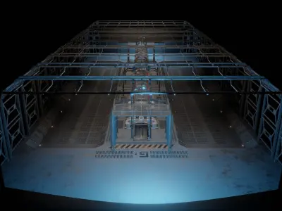 Sci-fi room military base model 3D model