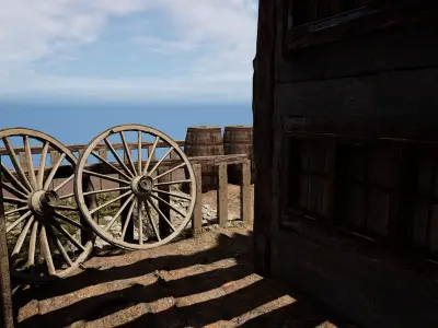 Unique Wooden Medieval Village House  Free 3D model