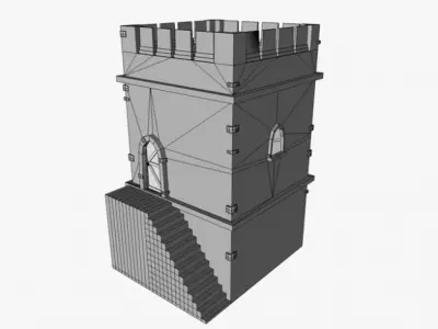 Crenelated Castle Tower 3D model