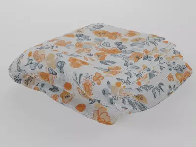 Blanket folded with orange flowers Free 3D model