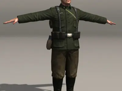 german soldier and kar 98k Low-poly 3D model