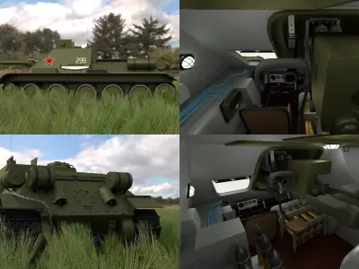 SU 100 with Interior HDRI 3D model