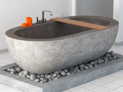 Stone bathroom on pebbles 3D model
