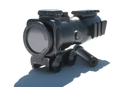 Weapon Set Collimator Scope and Silencer Free low-poly 3D model