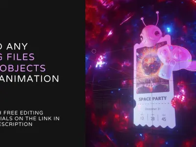 Space 3D ticket Blender template Eevvee render 3D model