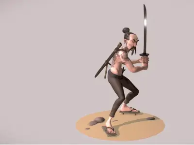 Chinese Pirate Low-poly 3D model