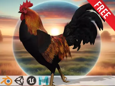 Sunrise Sovereign Rooster of the Morning Low-poly 3D model