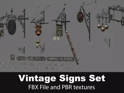 Generic Vintage Signs Set 3D model