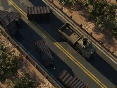 Road side Container with truck scene 3D model