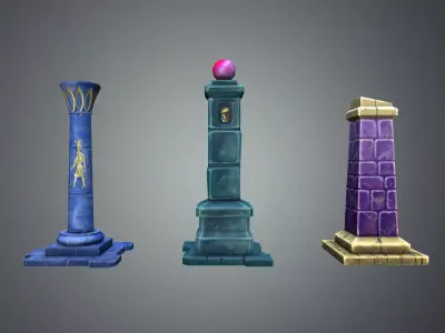 Fantasy Pillar Collection Low-poly 3D model