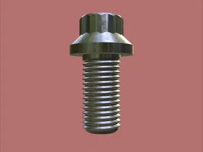 Steel Stained M8 12 Point Bolt 4K PBR 3D model
