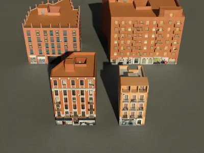 Building Collection 61-64 Low-poly 3D model