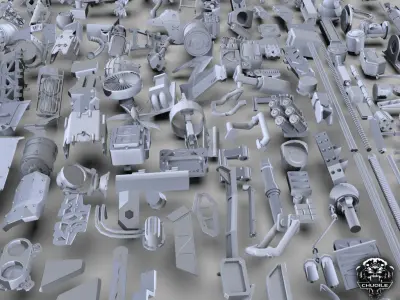 Sci-Fi Industrial Piece  Kitbash Collection 3D model