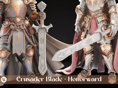 Stylized Sword - Crusader Blade - Honorward - Game Ready 3D model