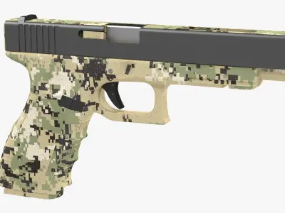 Glock 34 Camouflage Green Low-poly 3D model