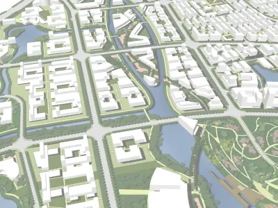 Urban highrise building building ancillary building commercial 3D model