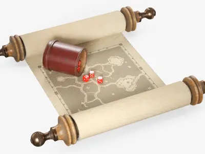 Game Scroll with Dice 3D model