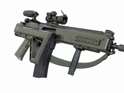 IA2 Assault Rifle with rds - 3xMag - foregrip - and rifle sling Low-poly 3D model