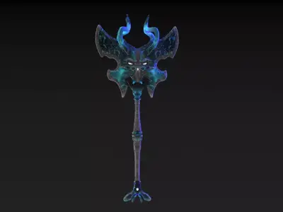 Viking Axe Skull Low-poly 3D model