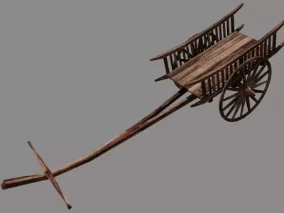 Old thai cart Low-poly 3D model