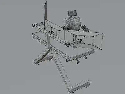 computer on the table Free low-poly 3D model