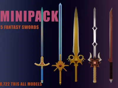 Minipack swords fantasy LowPoly RPG Low-poly 3D model