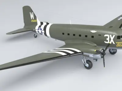 Douglas C47 skytrain Thats All Brother Low-poly 3D model