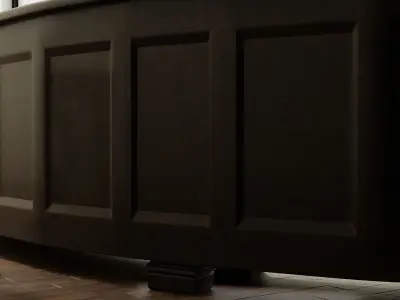 Classic Pub Beer Tap System and Curved Bar Counter 3D model
