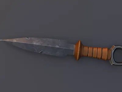 Broken fang fantasy dagger-game ready low-poly RPG weapon Low-poly 3D model