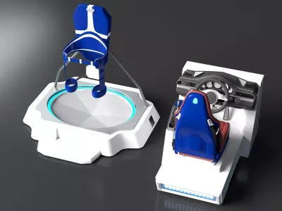 Modern VR Treadmill and Racing Simulator Pack 3D model