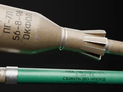 3 RPG-7 Rocket variants  Low-poly 3D model