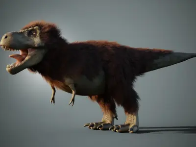 Tyrannosaurus Rex with feathers Low-poly 3D model