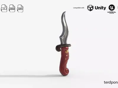 Stylized Fantasy Dagger - Low Poly Game Ready Sword Low-poly 3D model