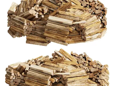 039 Firewood Logs 02 Round Stacks 3D model
