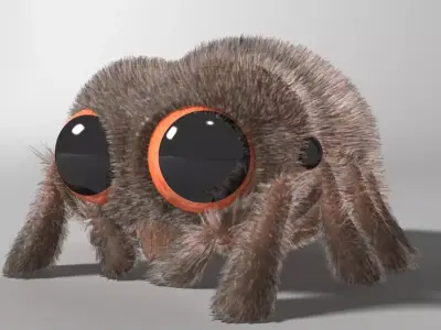 Cartoon Spider Rigged Low-poly 3D model