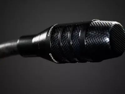 Classic Desktop gooseneck Microphone Low-poly 3D model