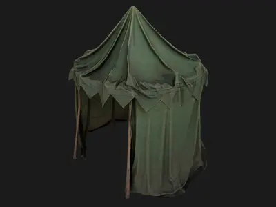 Green Army Military Tent  Low-poly 3D model