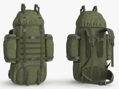 Tactical Military Backpack Low-poly 3D model