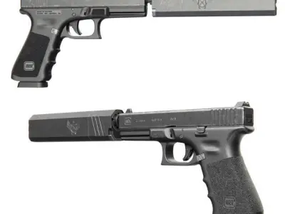 Glock 17 with Silencer 3D model
