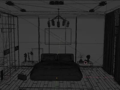 Bedroom Interior Scene Free low-poly 3D model