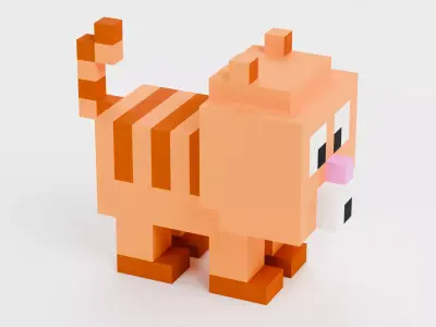 Voxel Cat - Stylized Character Low-poly 3D model
