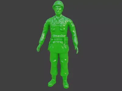 Rigged Green Army Men  Low-poly 3D model