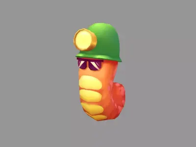 Cartoon caterpillar miner Low-poly 3D model