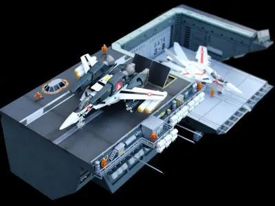 Set3 - Macross SDF1 Prometheus Hangar elevator-left Flight Deck 3D print model